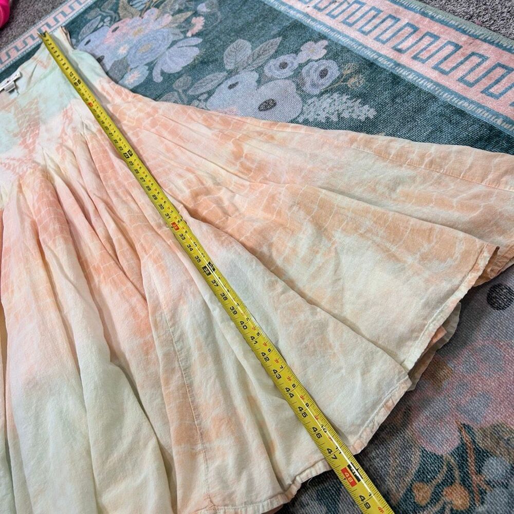 The Pyramid Collection Dress Vintage Small Peach Green Cotton Tie Dye Ombre Midi - Picture 12 of 16